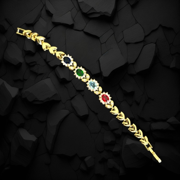 ✨️HP✨️Daniel Steiger | NWOT Desira Radiance Multicolor Floral Gold Tone Bracelet - Picture 3 of 7